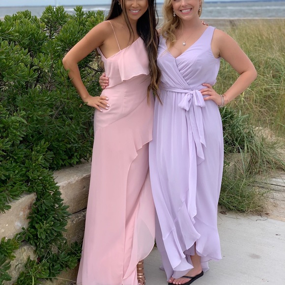 Light Blush Asymmetrical Long Dress- Size XS - Picture 4 of 4